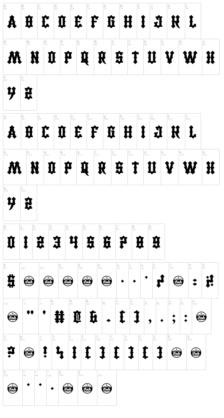 Carnival Trash font map